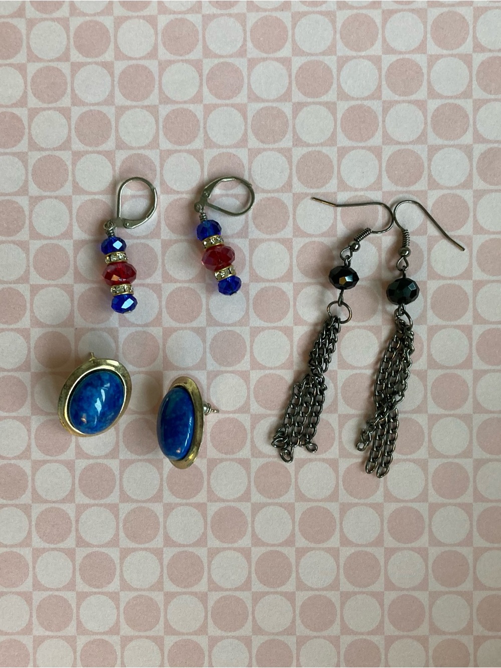 Assorted Women's Earrings Set - Blue, Red, Black